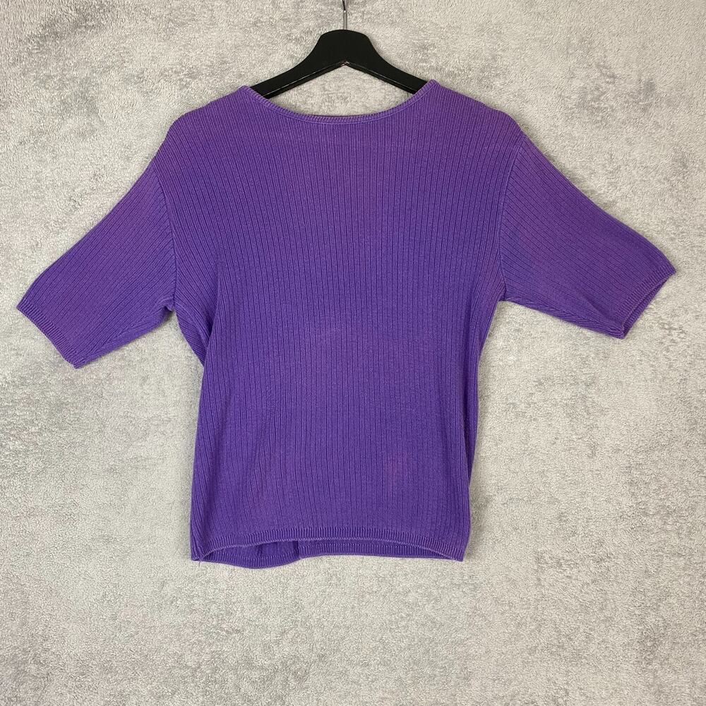 Vintage Pendleton Sweater Women Medium Purple Classic Ribbed Knit Ribbed USA 90s